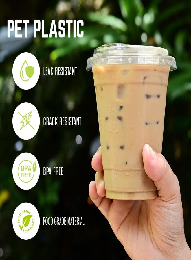 FROZIP 50 Pack 16oz Plastic Coffee Cups with Sip Lids - Clear Plastic Cups with Lids for Smoothies, Iced Coffee & Restaurant Supplies - Image 3