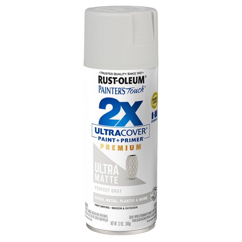 RUST-OLEUM رش الطلاء من راست-أوليوم 331184 لمسة الرسام 2X تغطية فائقة، 12 أونصة، رمادي مثالي غير لامع - Image 1