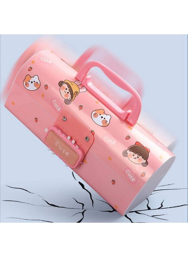 SAJANI Multi-Functional Pencil Box with Double Password Lock, Stationary Organizer Case, Suitcase Style Pencil Case for Boys & Girls (Pack of 1) (Pink-Beauty) - Image 5