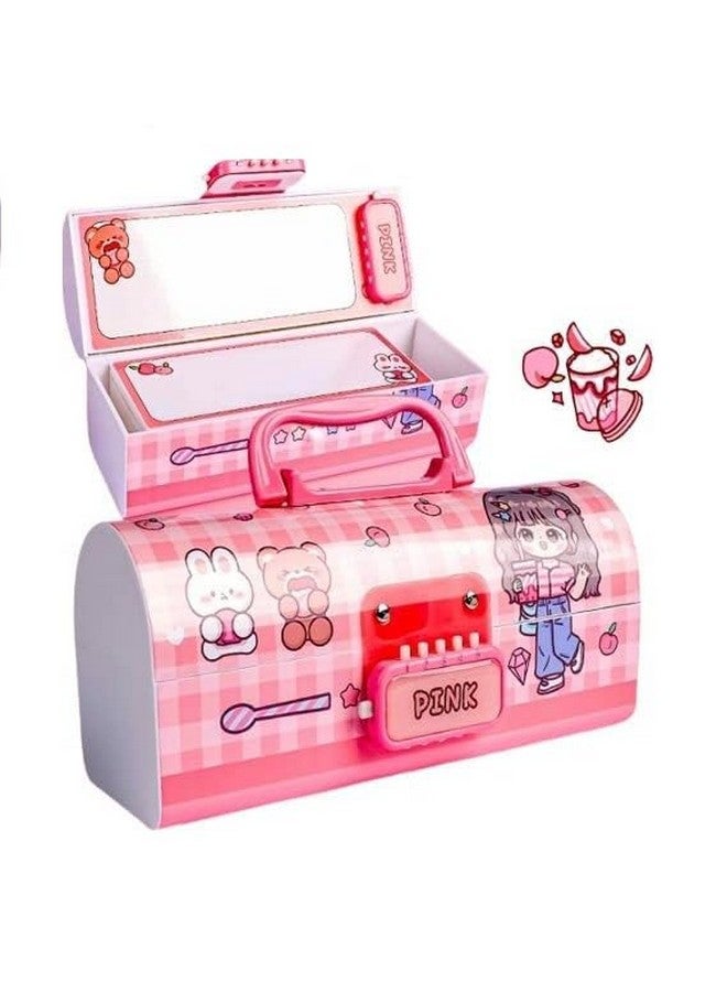 SAJANI Multi-Functional Pencil Box with Double Password Lock, Stationary Organizer Case, Suitcase Style Pencil Case for Boys & Girls (Pack of 1) (Pink-Beauty) - Image 1