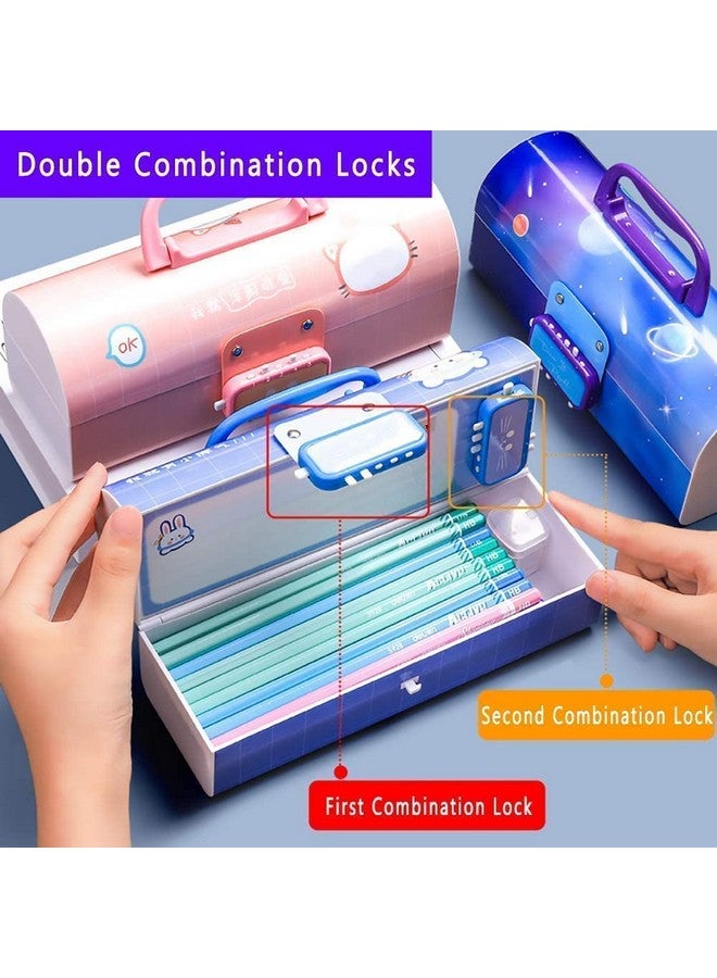 SAJANI Multi-Functional Pencil Box with Double Password Lock, Stationary Organizer Case, Suitcase Style Pencil Case for Boys & Girls (Pack of 1) (Pink-Beauty) - Image 4