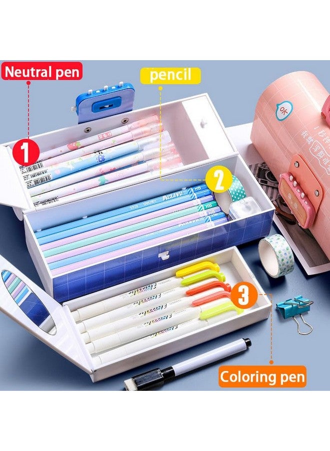 SAJANI Multi-Functional Pencil Box with Double Password Lock, Stationary Organizer Case, Suitcase Style Pencil Case for Boys & Girls (Pack of 1) (Pink-Beauty) - Image 3
