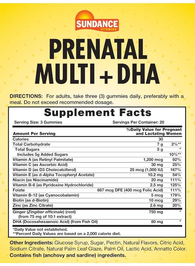 Sundance Prenatal Multivitamin for Women | with DHA & Folate | 60 Gummies | Fruit Flavor | for Use Before, During, and After Pregnancy | Non-GMO and Gluten Free Supplement - Image 2