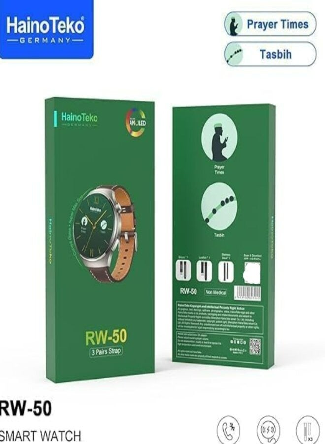 Haino Teko RW50 Super Size Round Shape Curved AMOLED Display Smart Watch With 3 Pair Straps - Image 1