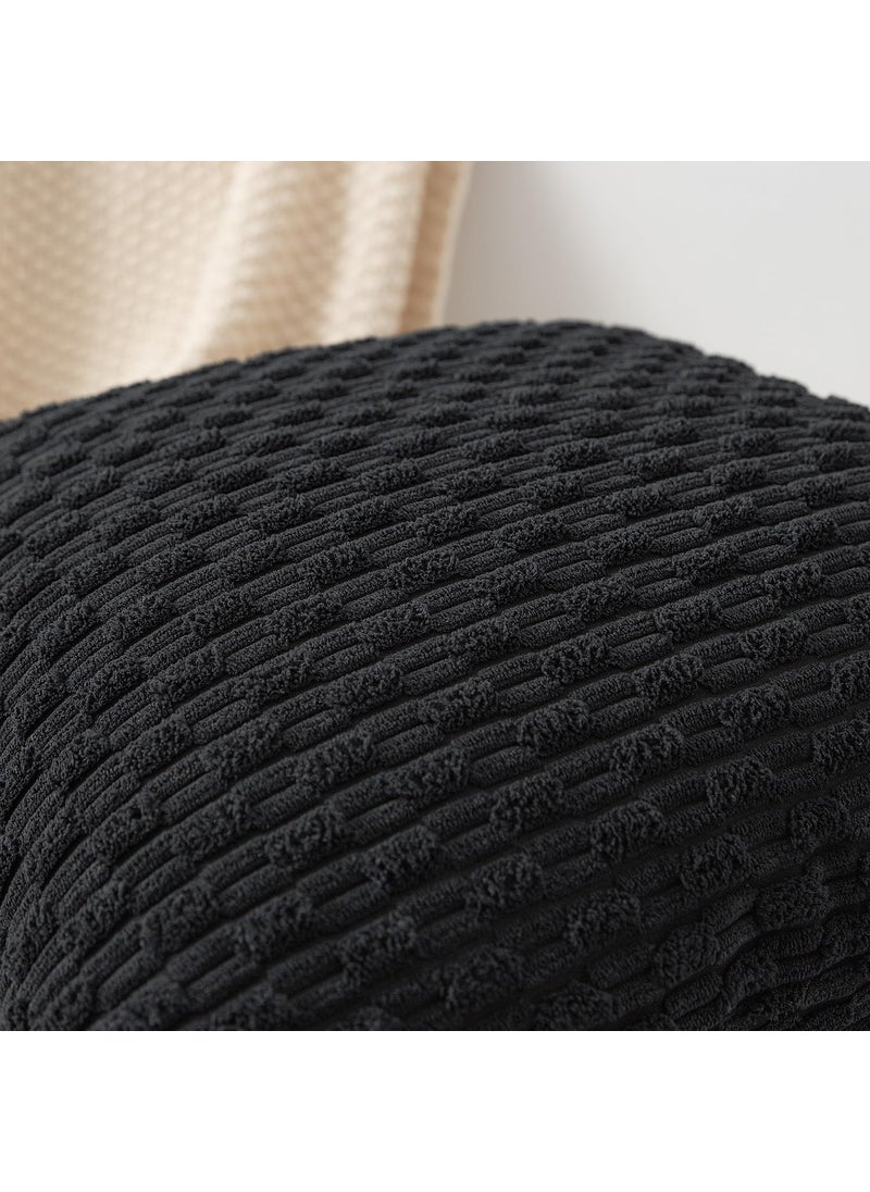 K KEVIN TEXTILE Kevin Textile Pack of 2 Corduroy Decorative Throw Pillow Covers 26x26 Inch Soft Boho Striped Pillow Covers Modern Farmhouse Home Decor for Spring Sofa Living Room Couch Bed Black  - Image 3