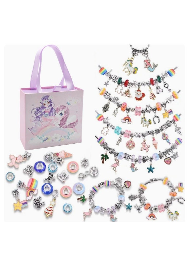 Pack of 99pcs Bracelet Craft Kit, Jewellery Making Set with Box for Girls, DIY Charm Bracelets Making Kit Gift for Kids and Adults, Present Jewellery Box Children's Craft Kit  - Image 1