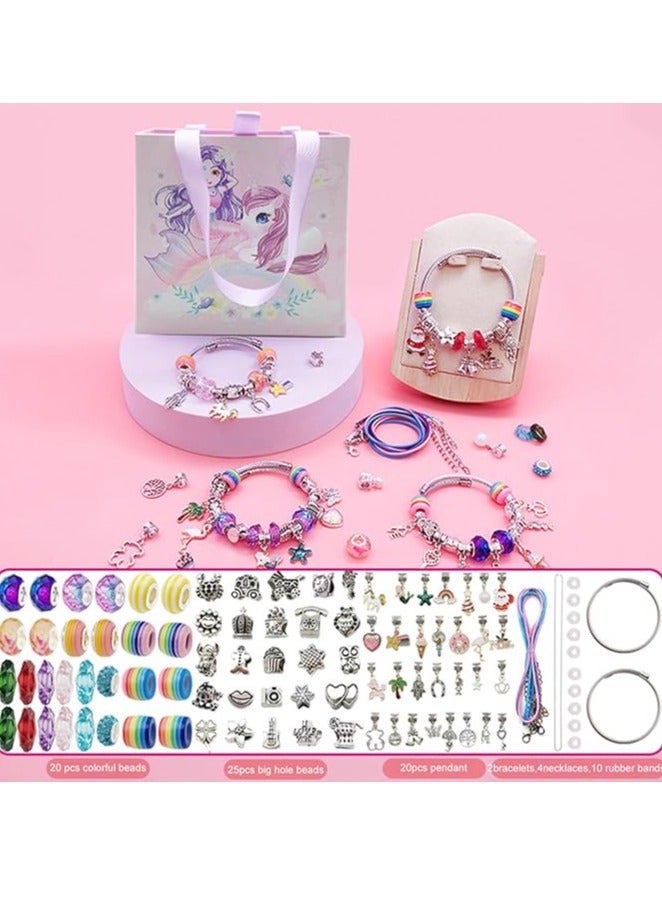 Pack of 99pcs Bracelet Craft Kit, Jewellery Making Set with Box for Girls, DIY Charm Bracelets Making Kit Gift for Kids and Adults, Present Jewellery Box Children's Craft Kit  - Image 2