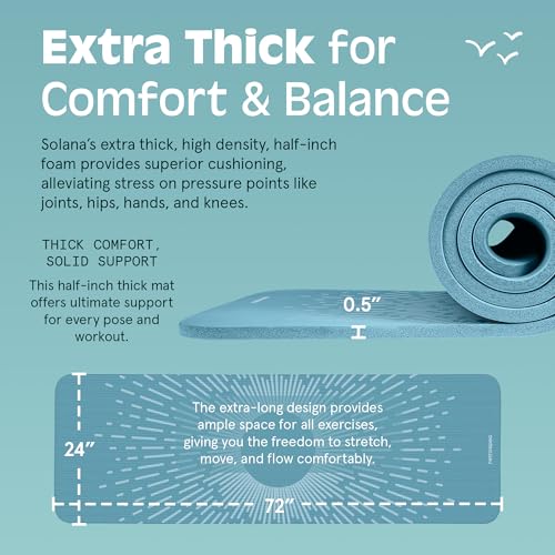 Retrospec Solana Yoga Mat 1/2" Thick w/Nylon Strap for Men & Women - Non Slip Excercise Mat for Yoga, Pilates, Stretching, Floor & Fitness Workouts - Image 3