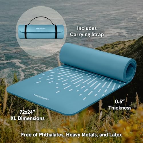 Retrospec Solana Yoga Mat 1/2" Thick w/Nylon Strap for Men & Women - Non Slip Excercise Mat for Yoga, Pilates, Stretching, Floor & Fitness Workouts - Image 2