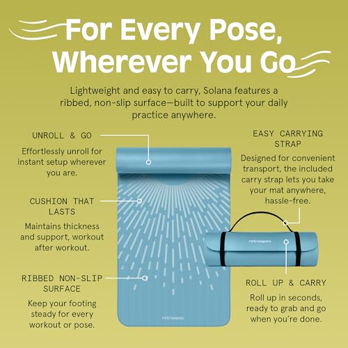 Retrospec Solana Yoga Mat 1/2" Thick w/Nylon Strap for Men & Women - Non Slip Excercise Mat for Yoga, Pilates, Stretching, Floor & Fitness Workouts - Image 5