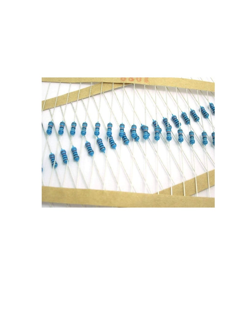1/4W Metal Film Resistor, 5 Colour Ring Band 1% Ω Ohms Tolerance, For Electrical DIY Pack of 50 (1/4W 6.8KΩ (6800ohms))  - Image 1