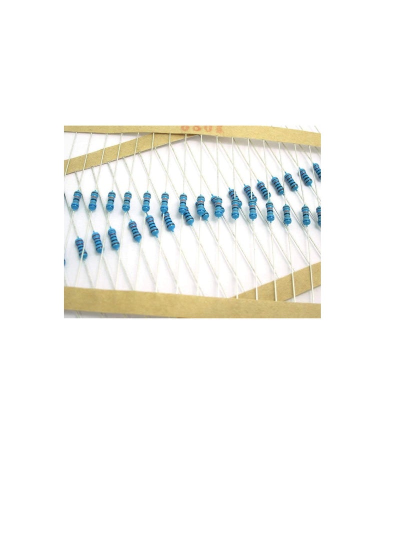 1/4W Metal Film Resistor, 5 Colour Ring Band 1% Ω Ohms Tolerance, For Electrical DIY Pack of 50 (1/4W 6.8KΩ (6800ohms))  - Image 2