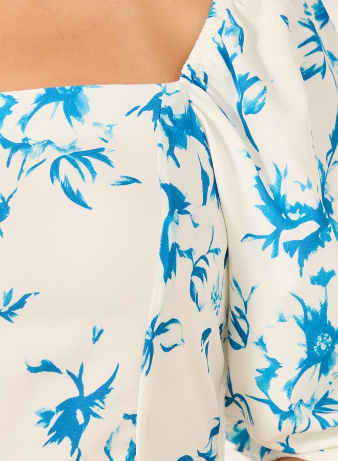 Styli Floral Print Puff Sleeve Blouse - Image 3