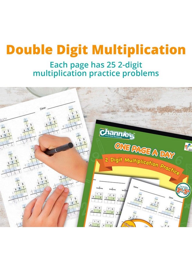 Channie's Channie’s One Page A Day Single Digit + Double Digit Multiplication Workbook, 2 Pack, Practical 2nd to 5th Grade Easy Tear-Off Multiplication Worksheets for Daily Practice - Image 3