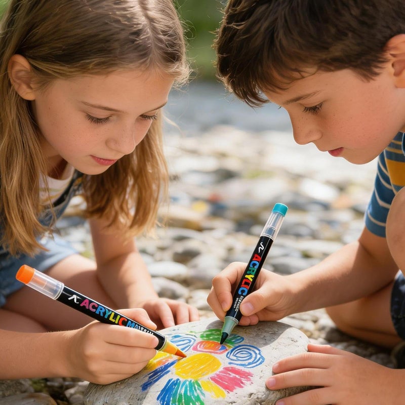 Quick Drying Acrylic Paint Markers Set Smudge Proof 24 Colors for Art Travel School - Image 4
