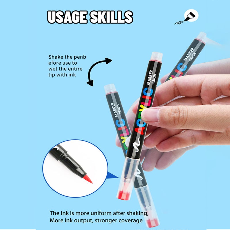 Quick Drying Acrylic Paint Markers Set Smudge Proof 24 Colors for Art Travel School - Image 5