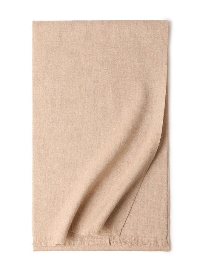 Loquat Warm Solid Short Beard Wool Scarf  - Image 2