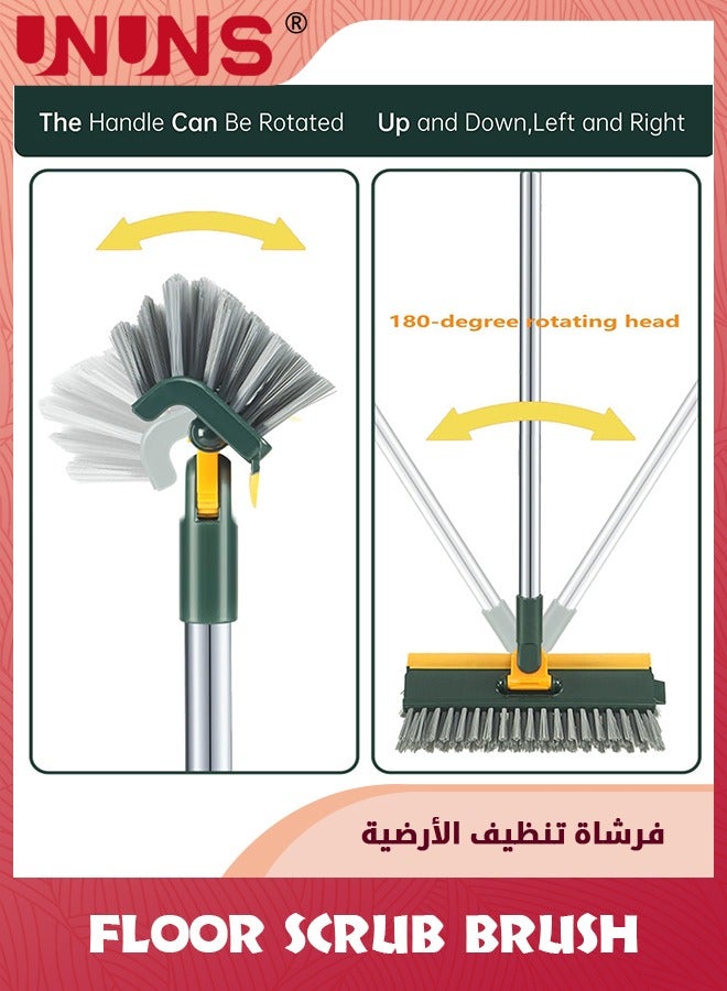 UNUNS 4 in 1 Floor Brush Scrubber,180°Grout Brush 2 Poles 43''(109cm),Multi-Functional Stiff Bristle Cleaning Scrub Brush With Squeegee Rotating Tile Brush For Cleaning Bathroom Glass  - Image 5