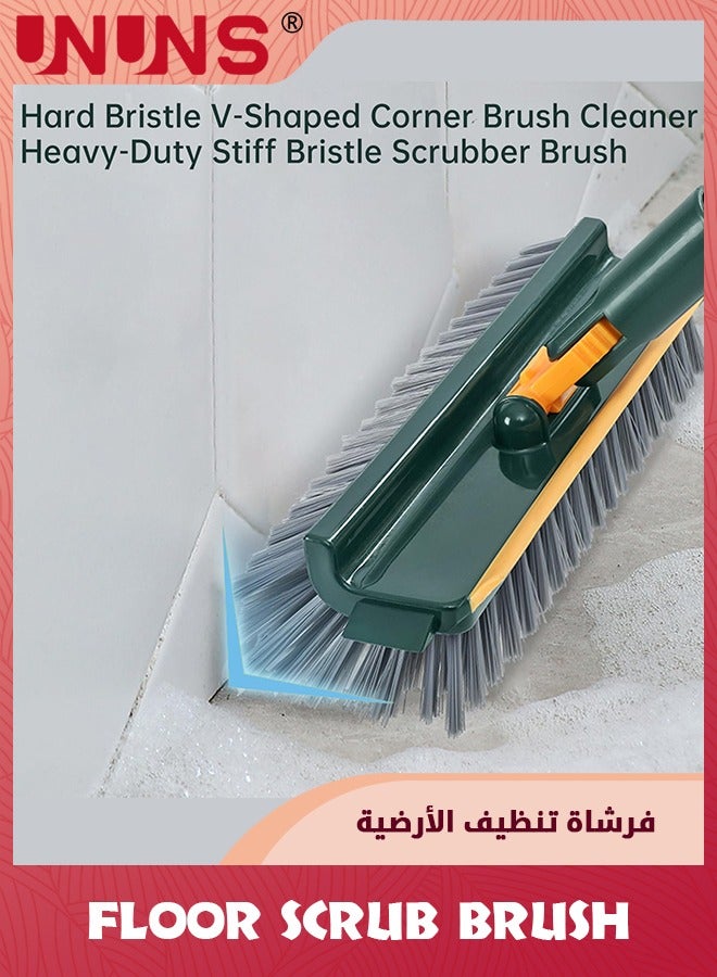 UNUNS 4 in 1 Floor Brush Scrubber,180°Grout Brush 2 Poles 43''(109cm),Multi-Functional Stiff Bristle Cleaning Scrub Brush With Squeegee Rotating Tile Brush For Cleaning Bathroom Glass  - Image 3