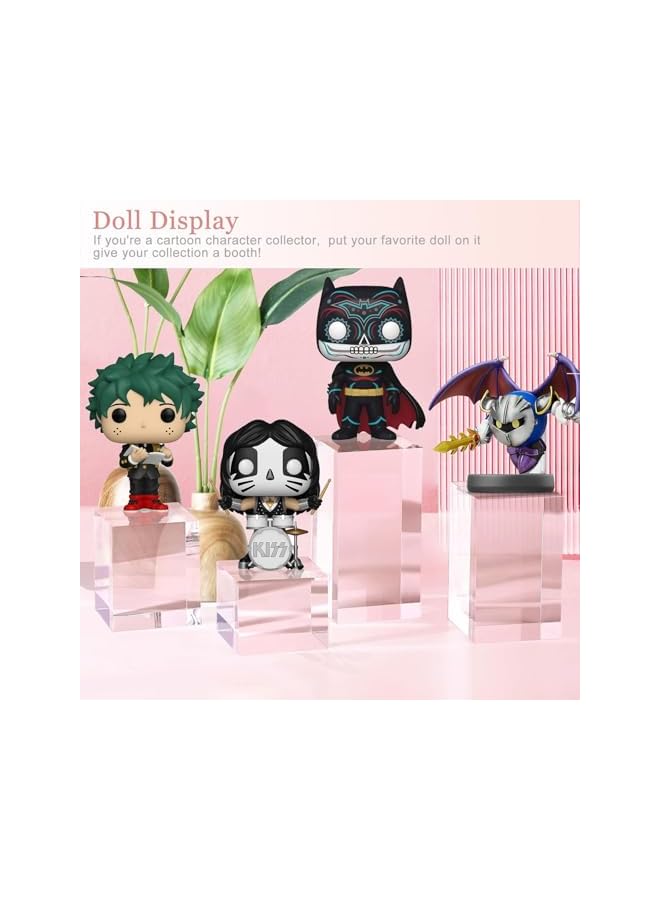 The Bros 4Pcs Risers Display Stands, Acrylic Block Risers Stand, Transparent Solid Acrylic Square Display Block, Polished Acrylic Cube Photo Props Pedestal Stand Base, Desktop Display Stand for Jewelry Perfume - Image 4