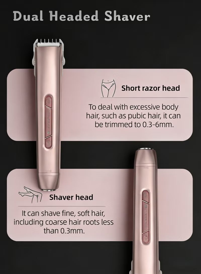 Crownity Waterproof Electric Shaver for Women 2-in-1 Bikini & Face Hair Remover – Dual-Head IPX7 Wet & Dry Bikini Trimmer, Pubic Hair Shaver & Facial Epilator for Legs, Arms, Underarms & Private Parts – Rose Gold - Image 2