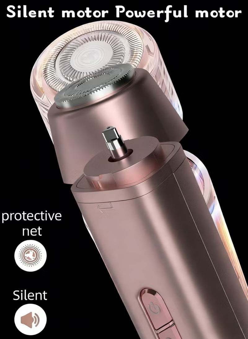 Crownity Waterproof Electric Shaver for Women 2-in-1 Bikini & Face Hair Remover – Dual-Head IPX7 Wet & Dry Bikini Trimmer, Pubic Hair Shaver & Facial Epilator for Legs, Arms, Underarms & Private Parts – Rose Gold - Image 4