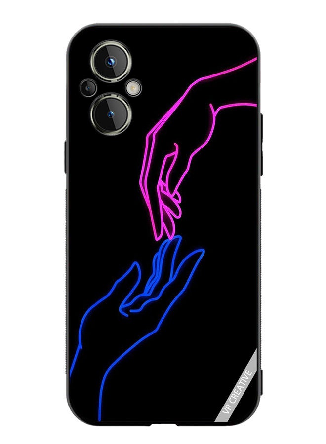 VR CREATIVE Protective Case Cover For OnePlus Nord N20 5G Hands In Neon Lights Design Multicolour - Image 1