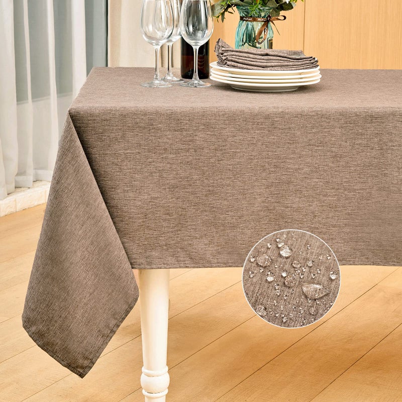 Mebakuk Rectangle Table Cloth Linen Farmhouse Tablecloth Waterproof AntiShrink Soft and Wrinkle Resistant Decorative Fabric Table Cover for Kitchen Flaxen 60 x 144 1214 Seats