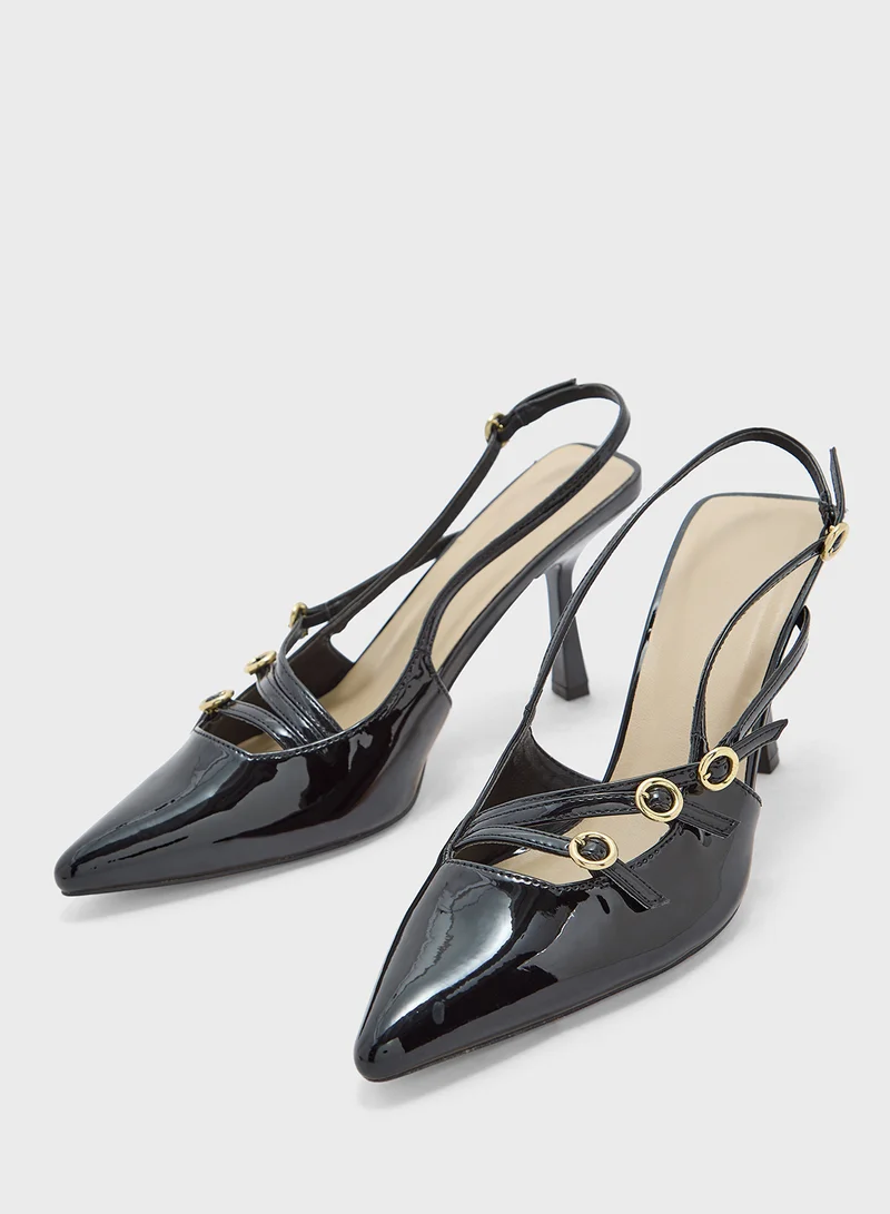 ترافل من نمشي Strappy Buckle Detail Sling Back Pump