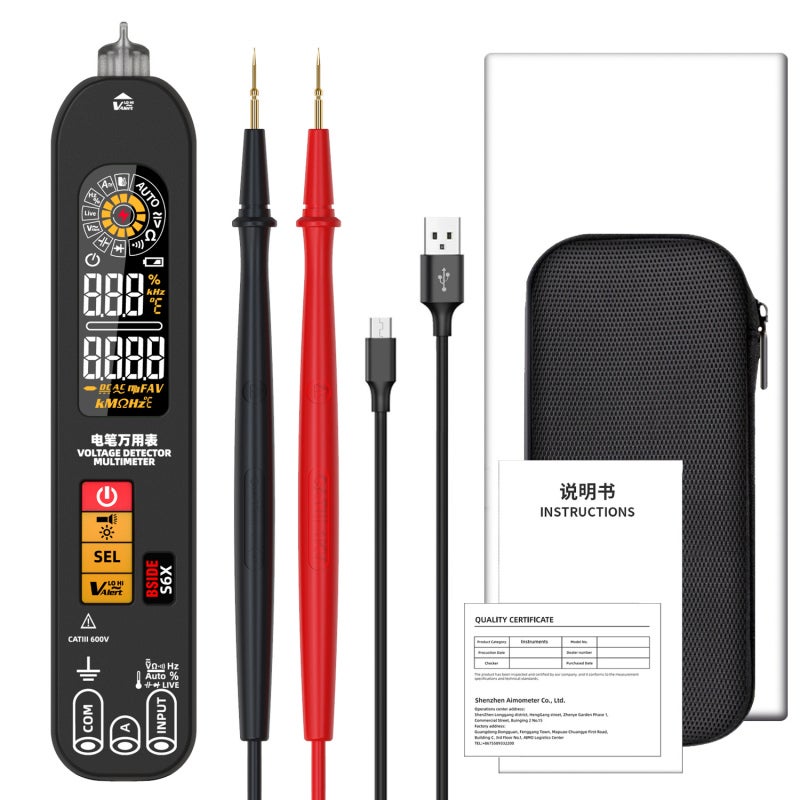 Pen Multimeter: 400 mAh Rechargeable Lithium Battery With Type-C Charging - Intelligent Anti-burning Automatic Identification 3-screen Colour Screen for Professional Electrical Testing DIY Automotive - Image 2