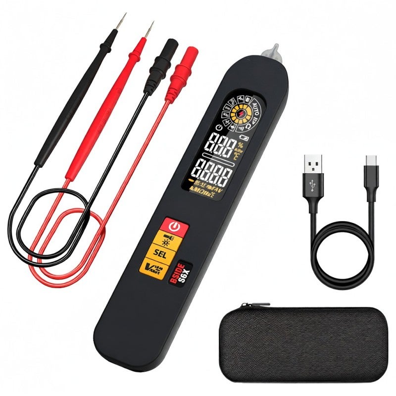 Pen Multimeter: 400 mAh Rechargeable Lithium Battery With Type-C Charging - Intelligent Anti-burning Automatic Identification 3-screen Colour Screen for Professional Electrical Testing DIY Automotive - Image 1