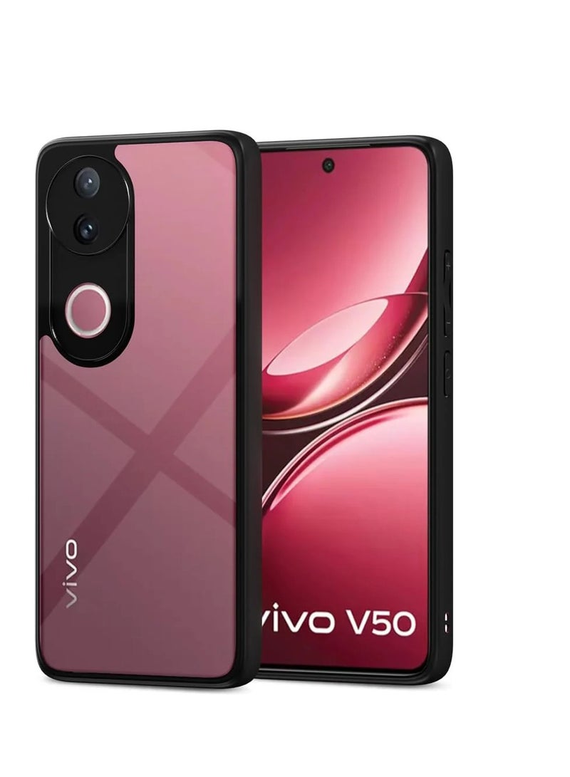 Compatible with Ultra-Hybrid Crystal Clear Back Cover Case for Vivo V50 Shockproof Design | Total Camera Protection | Transparent Back (PC & TPU)