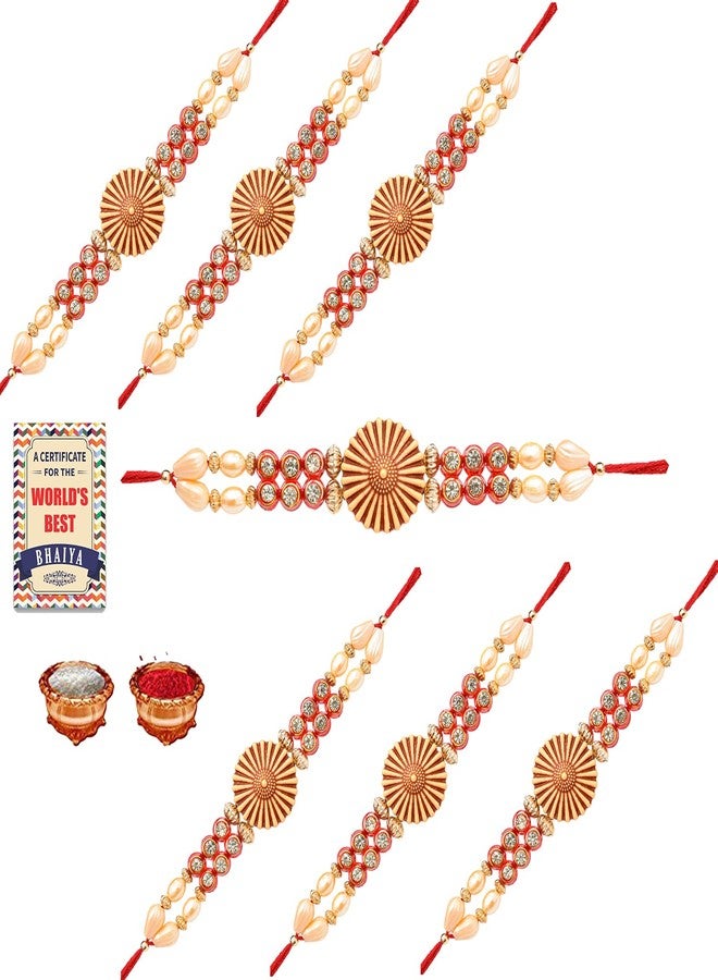 Poorak Rakhi for Brother with sticker gift for bhaiya including roli kumkum and chawal 9363 PACK_7 - Image 1