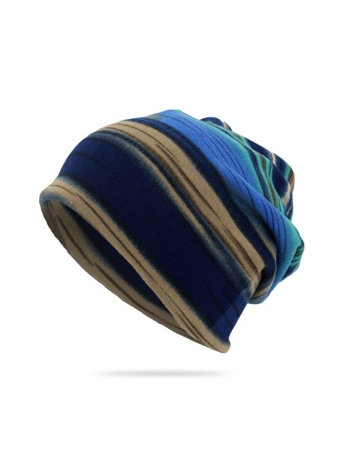 Fashion Rainbow Striped Beanies Skullies Bib Women Men 2 IN 1 Autumn Winter Outdoor Warm Riding Cap Hip Hop Pullover Bonnet