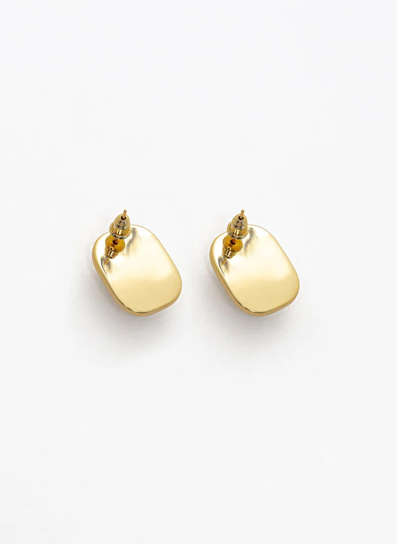 Lichi Stud earrings with rectangular pearlescent inserts