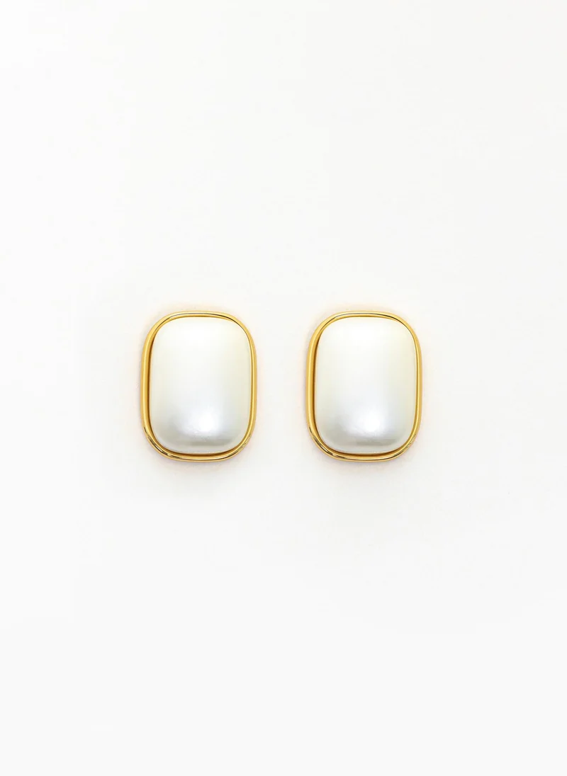 Lichi Stud earrings with rectangular pearlescent inserts