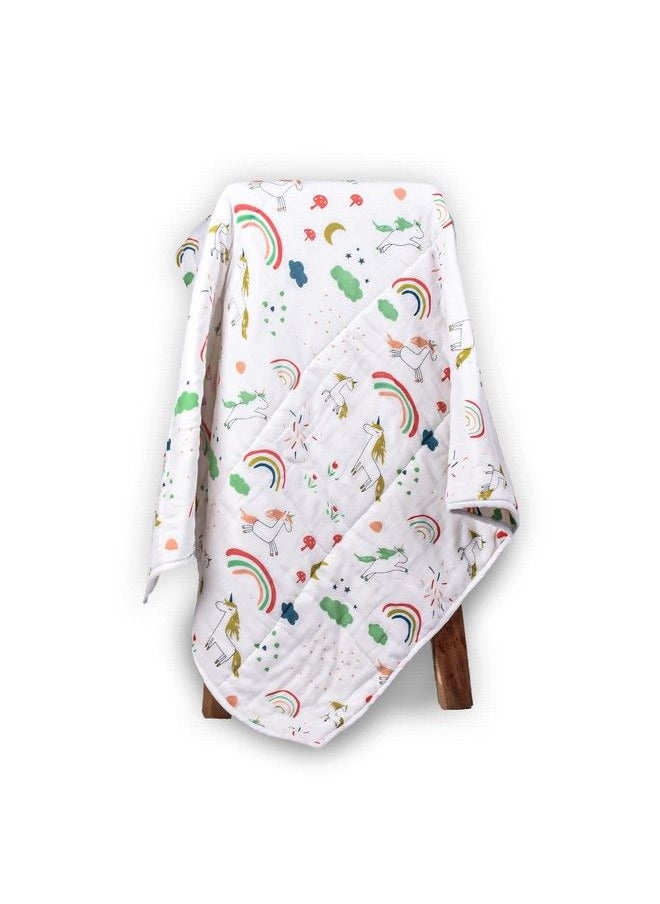 MOM'S HOME Organic Cotton Baby Muslin Ac Quilt Blanket ; Unicorn ; 100X120 Cm ; 03 Year  - Image 1