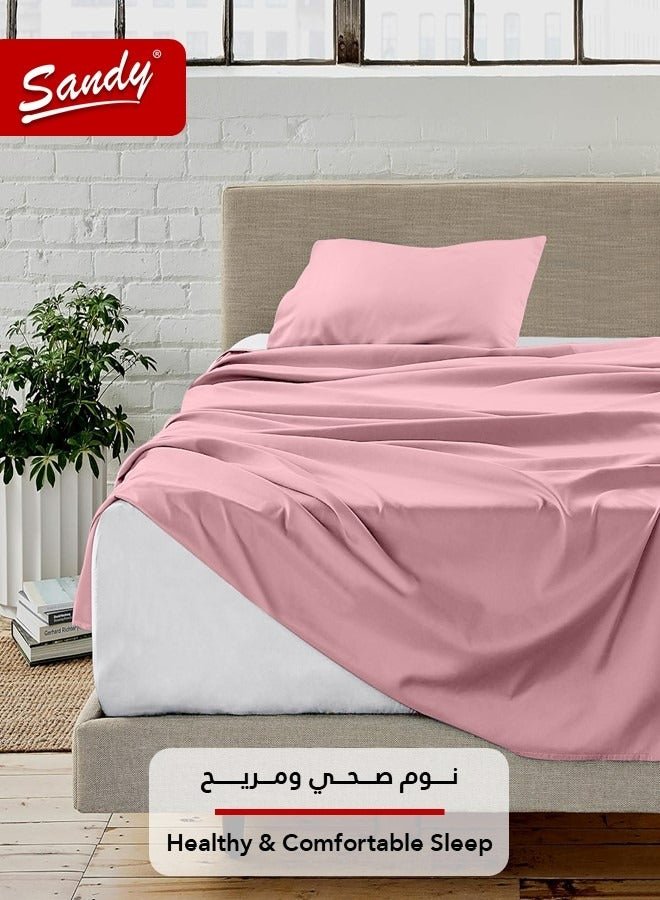 ساندي طقم شرشف سرير ساندي فاخر بجودة الفنادق مع غطاء وسادة، طقم من قطعتين، شديد النعومة وجيد التهوية وبارد, مقاس مفرد ونص 243 × 167 سم, لحمي - Image 2