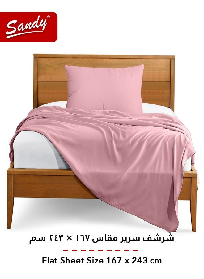 ساندي طقم شرشف سرير ساندي فاخر بجودة الفنادق مع غطاء وسادة، طقم من قطعتين، شديد النعومة وجيد التهوية وبارد, مقاس مفرد ونص 243 × 167 سم, لحمي - Image 3