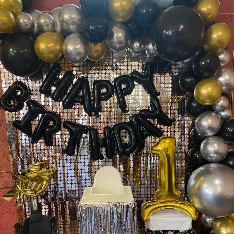 PatiCool Black Happy Birthday Balloon Banner, 16 Inch Foil Mylar Happy Birthday Balloons Letters, Reusable Happy Birthday Sign, Black Birthday Decorations for Women, Men, Boys and Girls - Image 4