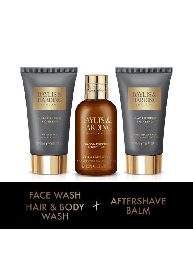 Baylis & Harding طقم هدايا حقيبة غسيل فاخرة للرجال بالفلفل الأسود والجينسنغ - صديق للنباتيين (عبوة من 1) - Image 4
