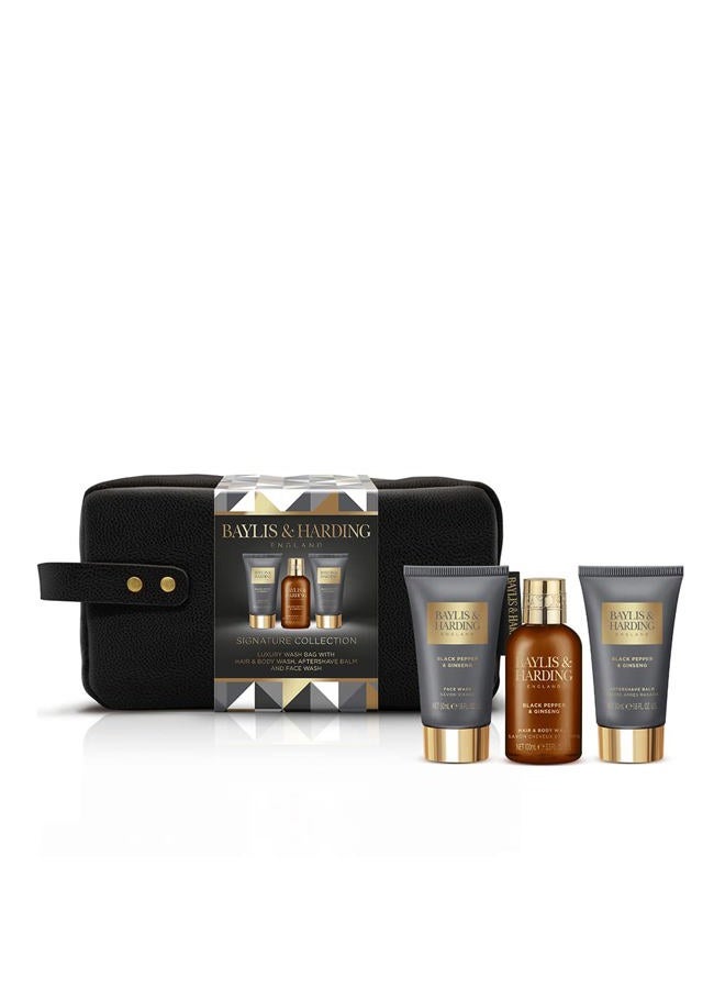 Baylis & Harding طقم هدايا حقيبة غسيل فاخرة للرجال بالفلفل الأسود والجينسنغ - صديق للنباتيين (عبوة من 1) - Image 1