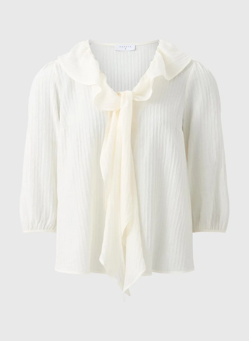 Matalan White Frill Tie Neck Blouse