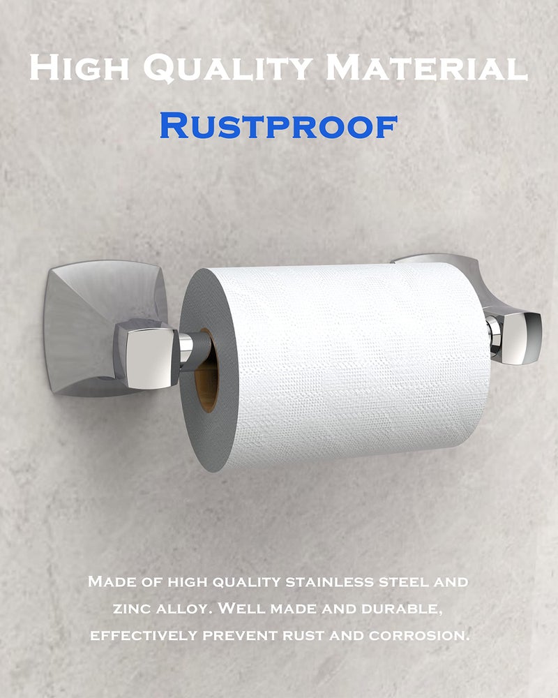 Wzrua Polished Chrome Toilet Paper Holder Bathroom Double Post Pivoting Tissue Roll Holder Stainless Steel And Zinc Alloy Wall Mount - Image 4
