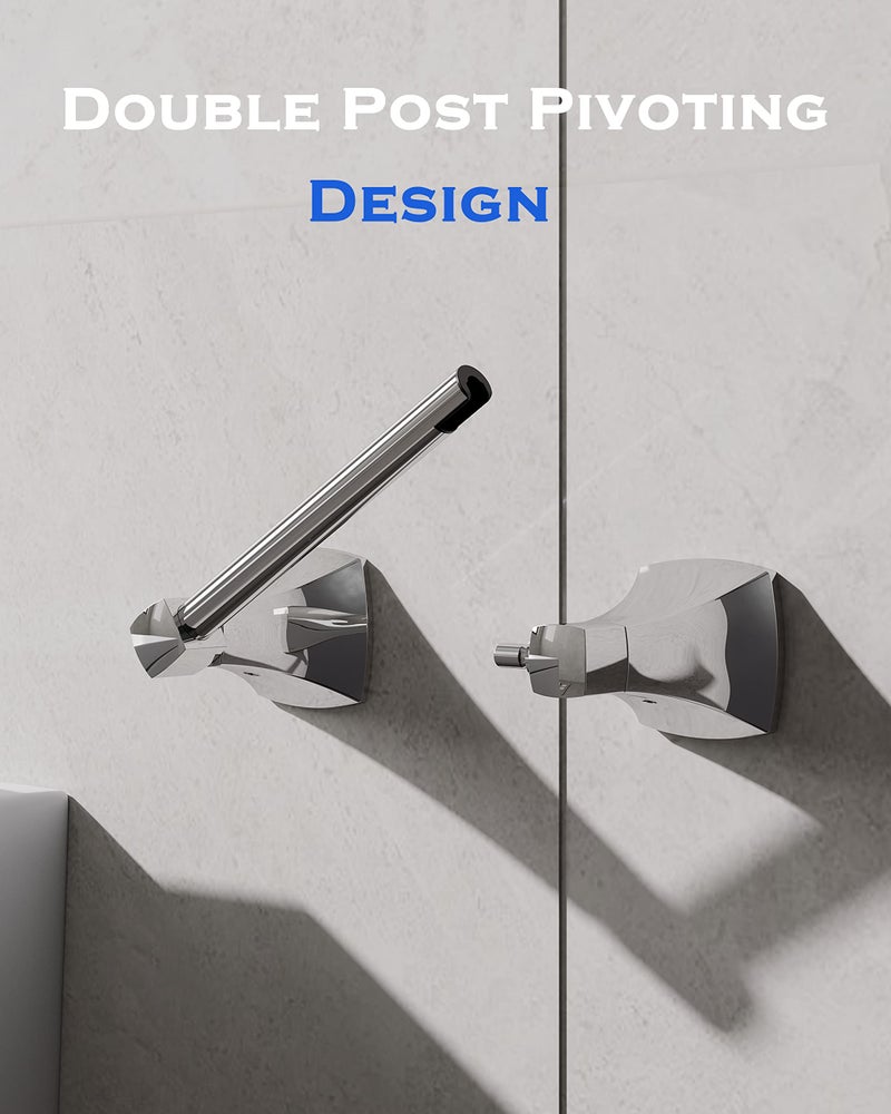 Wzrua Polished Chrome Toilet Paper Holder Bathroom Double Post Pivoting Tissue Roll Holder Stainless Steel And Zinc Alloy Wall Mount - Image 2