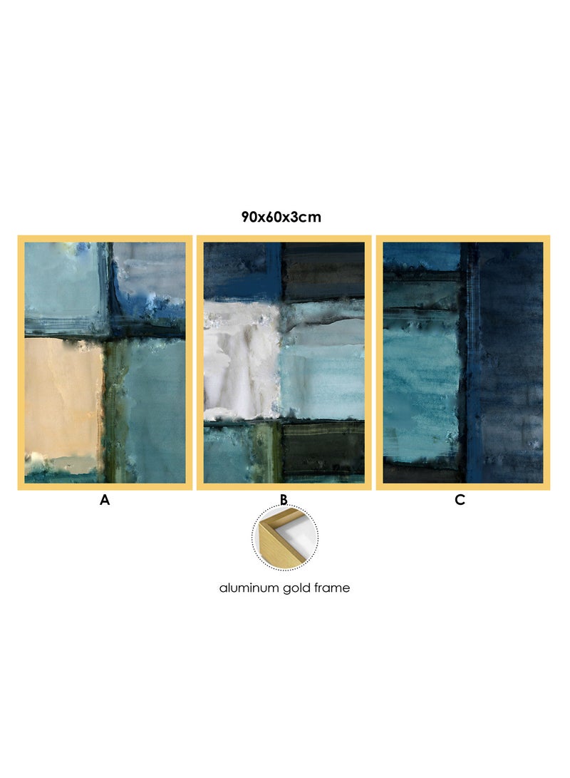 إيونتو مجموعة فنية جدارية من البورسلين الكريستالي التجريدي (أ+ب+ج) - لوحات زخرفية حديثة من 3 قطع لغرفة المعيشة والمكتب والديكورات الداخلية المعاصرة - Image 3