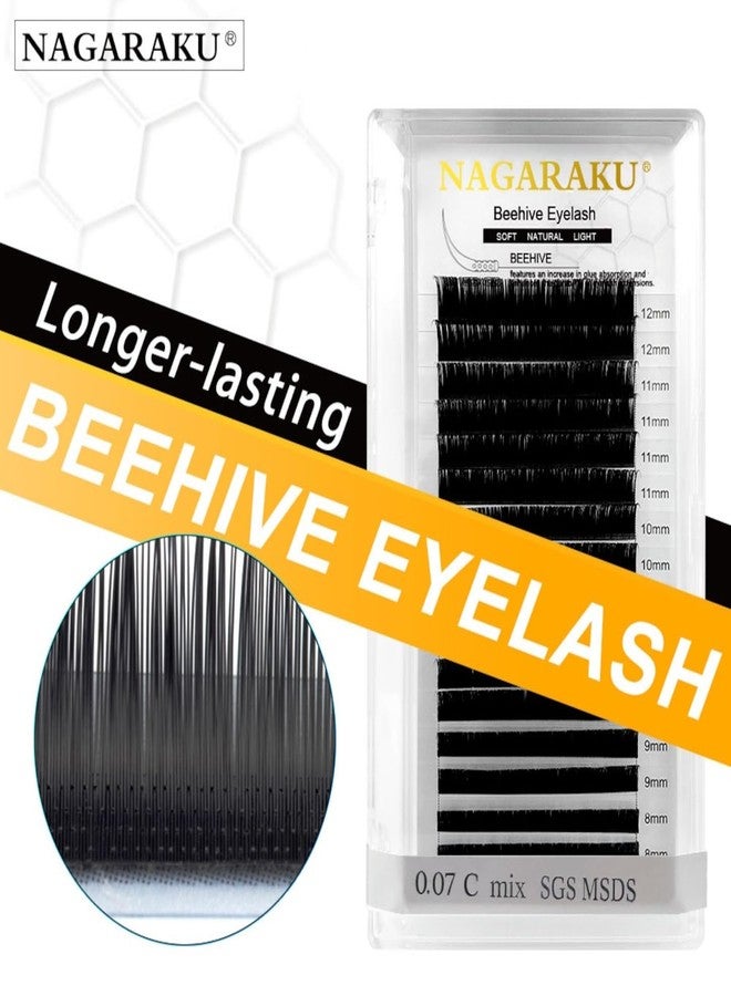 NAGARAKU Laser Beehive Eyelash Extensions 16 Rows Tray Longer Lasting Individual Volume lash Matte Black Clusters Single Length 16 Rows with Thickness 0.07 Curl D (Length - 15mm) - Image 2