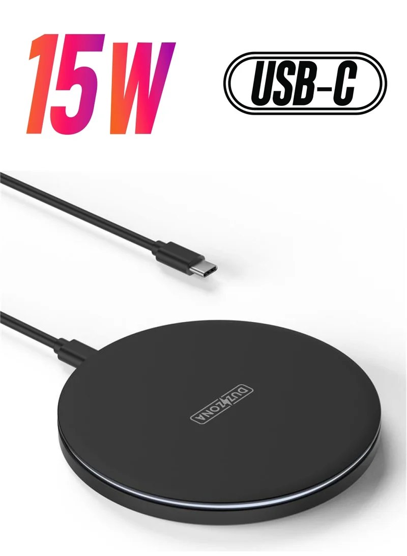 بولهاموبيل Polham 15W Ultra Thin Wireless Charger, Qi Certified Heat-Free Surge Protected Wireless Charger