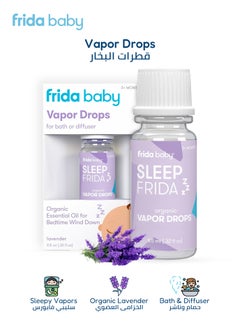 Sleep Frida Vapor Drops - Organic Lavender Essential Oil for Bath & Diffuser, Soothing Calming Vapors for Baby Relaxation & Bedtime, 9.5ml
