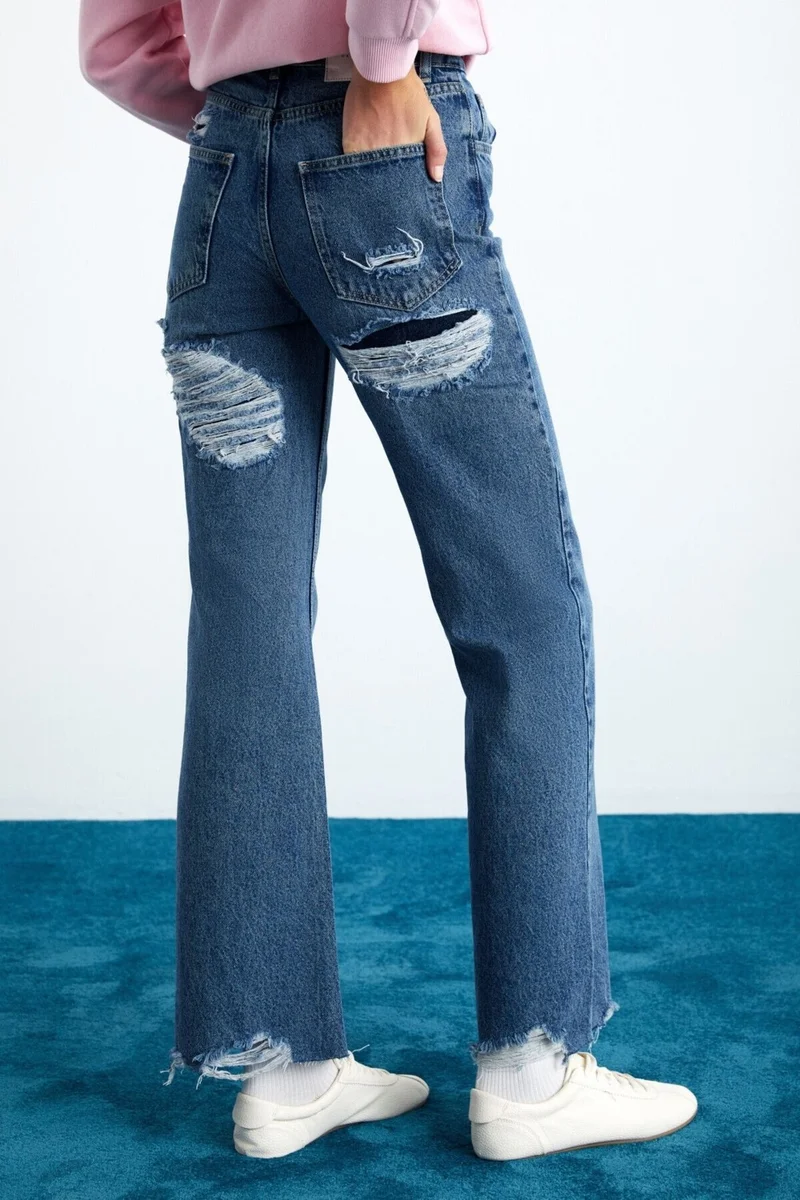 جريميلانج COCHEM Women's Organic Cotton Non-Revealing Lined Blue Jeans